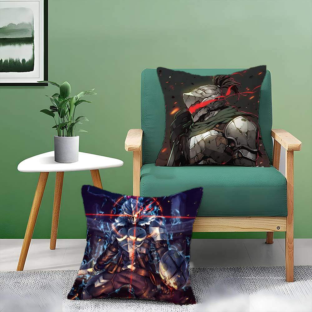 Handsome Anime Goblin Slayer-Cartoon Pillow Case Anti-dustmite Pillowcase Invisible Zipper Silky Short Plush Sofa Cushion Cover