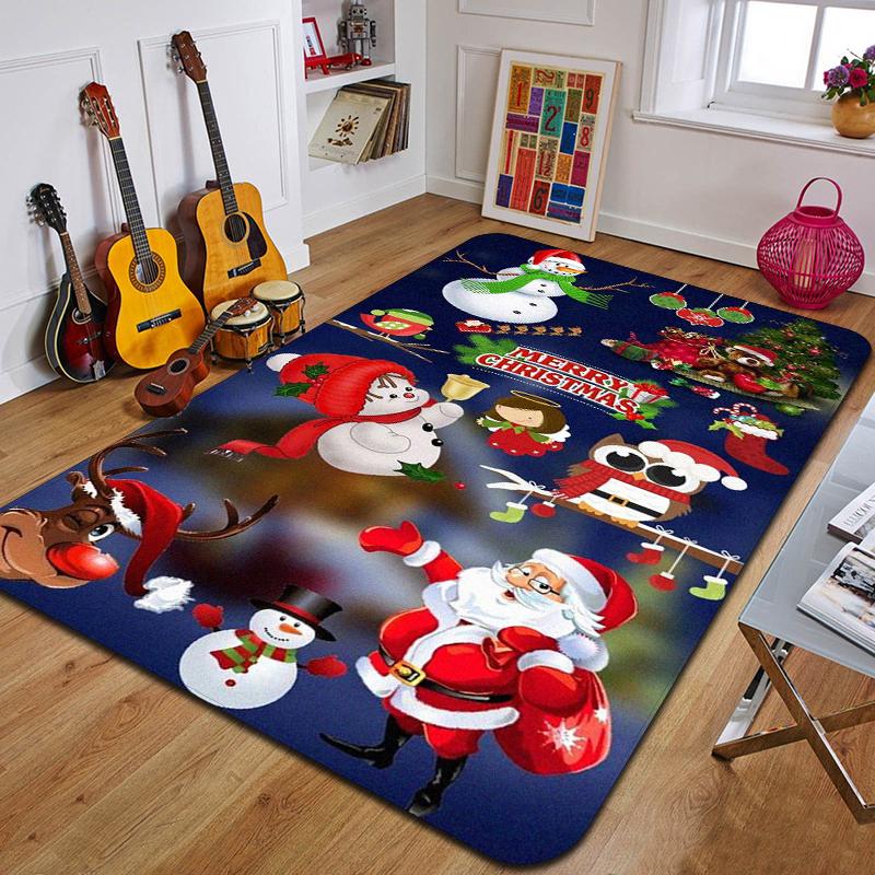 Weihnachtsmann Teppich bedruckte Eingangsfußmatte Wohnzimmer Schlafzimmer Badezimmer rutschfester Teppich Heimdekorative Bodenmatte Neujahrsgeschenk