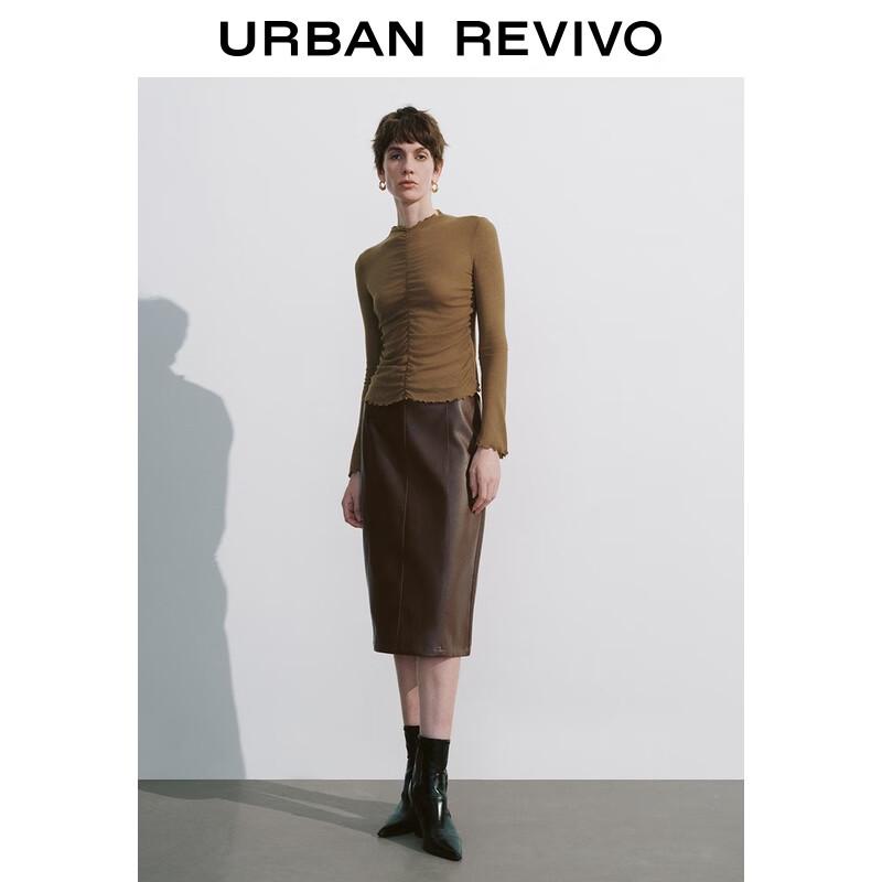 

UR 2025 Autumn Retro Chic Zipper Slit Midi Skirt S