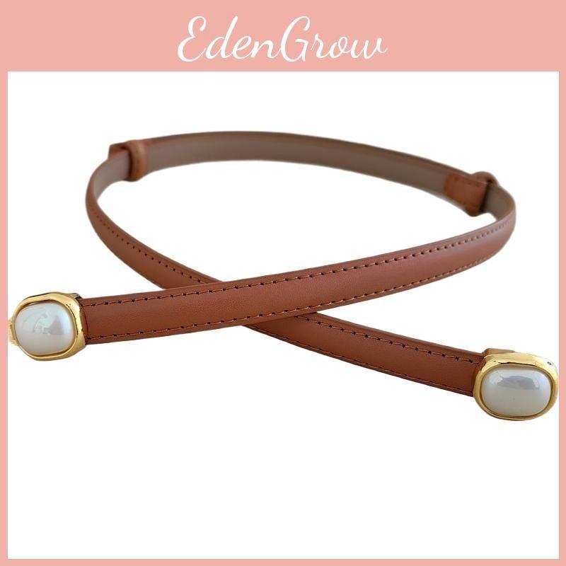 Fashionable Women Leather Belt With Pearl Metal Buckle For Office Gift Weekend