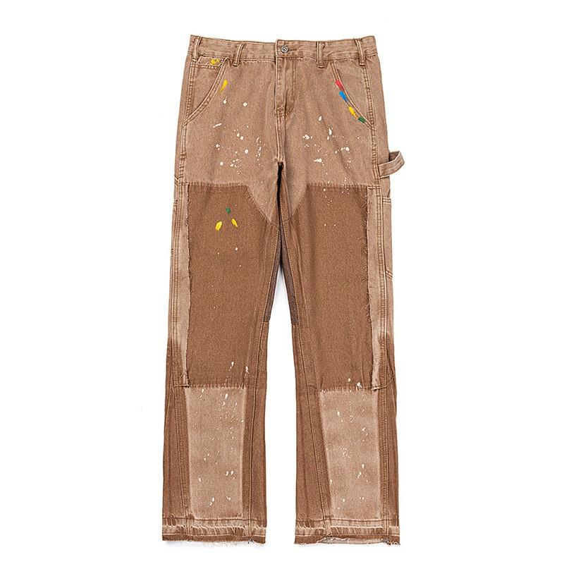 25Gallery Dept Patchwork Splash Flared Jeans Men High Street Trousers