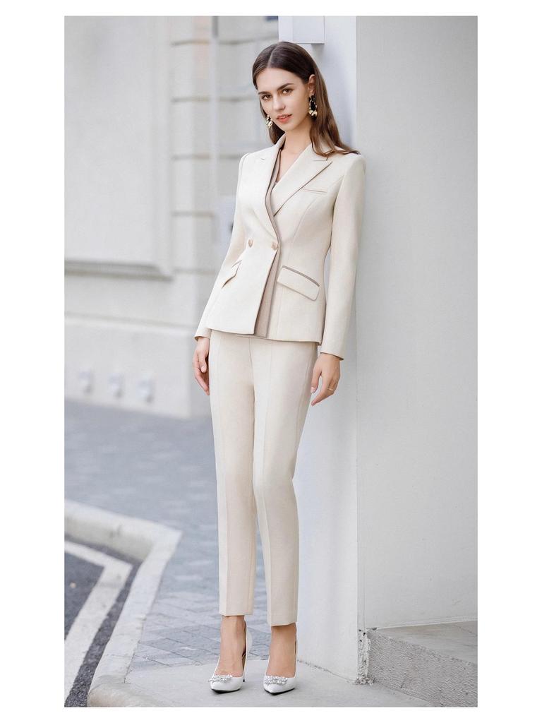 Front Desk Workwear Women's 2024 Elegant Spliced Light Color Suit Jacket for Managers