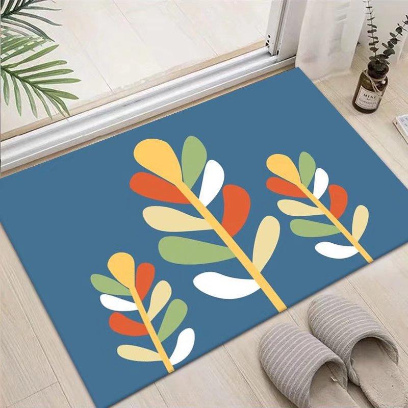 Entrance Door Carpet Floor Mat Home Bedroom Bedside Carpet Printed Carpet Plant Pattern Entrance Foot Mat