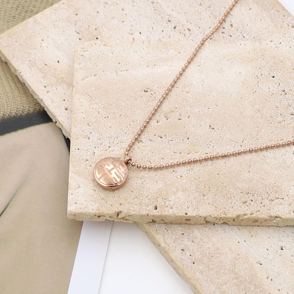 Rose Gold Titanium Steel Jewelry Necklace Female Niche Design Double-Sided Three-Dimensional Blessing Pendant Collarbone Chain Versatile
