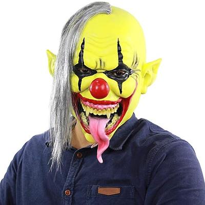 Maska na Halloween - Zielona Maska Horrorowego Klauna z Włosami, Przerażająca Maska na Twarz na Kostium Halloween dla Dorosłych, Przebranie na Imprezę