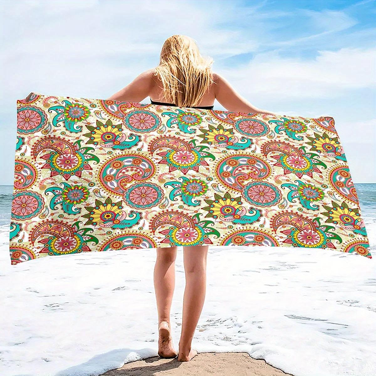 

Beach towel colorful paisley pattern sun protection and windproof suitable for beach pool camping travel beach blanket W40*H60(CM)