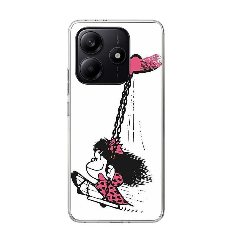 Cartoon Cute Mafalda Phone Case For Xiaomi Redmi Note 13 14 15 Pro Plus 12S 12 14S 11S 11E 10 10S 11 11T 5G 4G Cover Coque Redmi