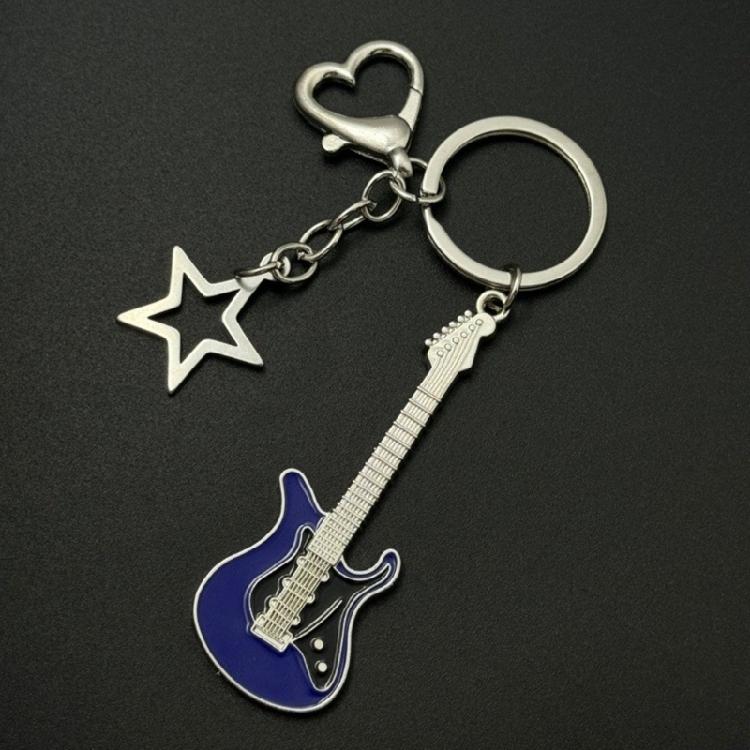 Fashion Star Guitar Keychain Decorations Simple Car Keyring Hanging Ornament
