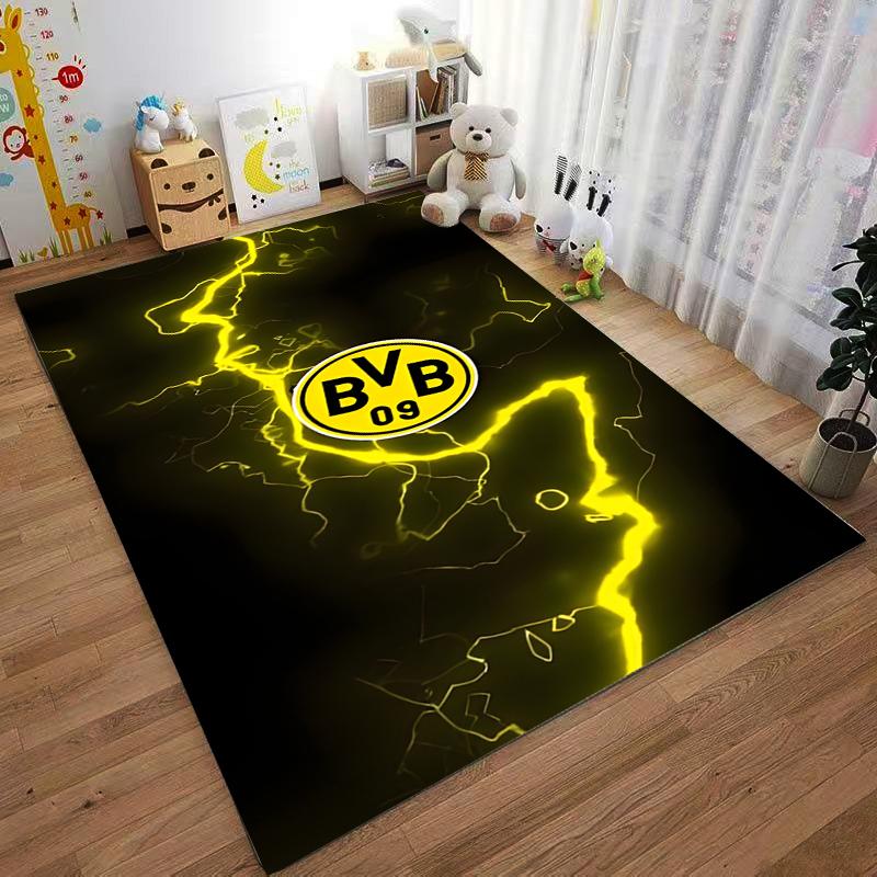 "Yellow Lightning Pattern Carpet With BVB 09 Logo Design, Black Theme" Suitable for Use As an Anti-slip for Living Room Bedroom Sofas