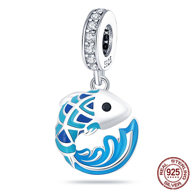 100% Genuine 925 Sterling Silver Ocean Collection Seashell Turtle and Heels Charm Beaded for Original  Bracelet Bracelet