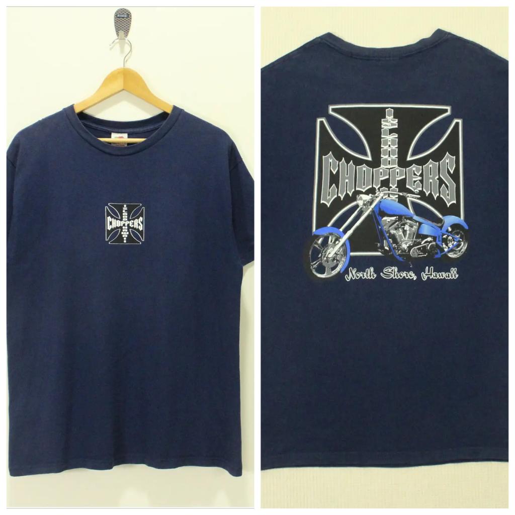 Summer New West Coast Choppers American High Street Print Short Sleeve Men's and Women's Loose Vatage Style Old Unseix T-Shirt