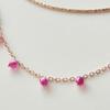 VOYONN Silver Double-Line Bracelet Rose Gold Setting Bead Pink 0007