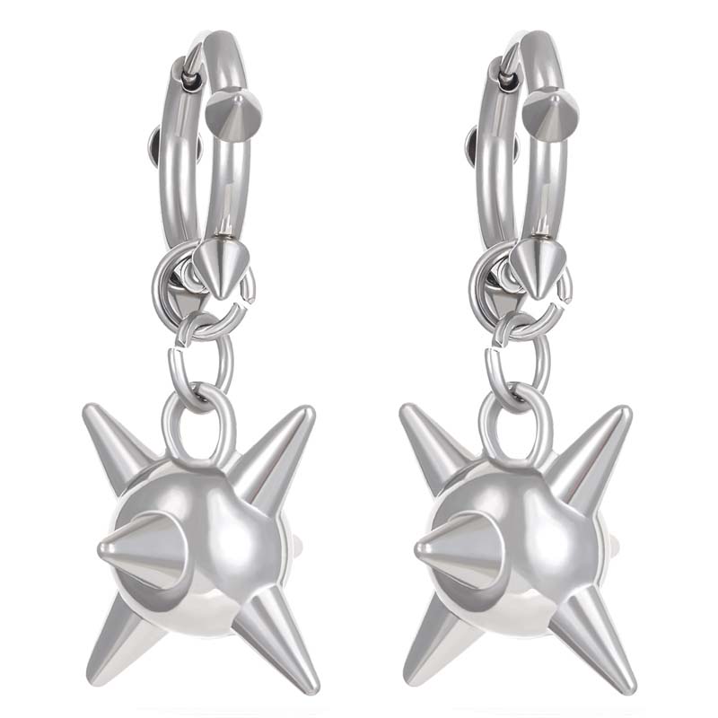 Gothic Copper Color Spiked Ball Drop Earrings for Women Men Punk Metal Geometric Rivet Hoop Earrings Y2K Zircon Accessories