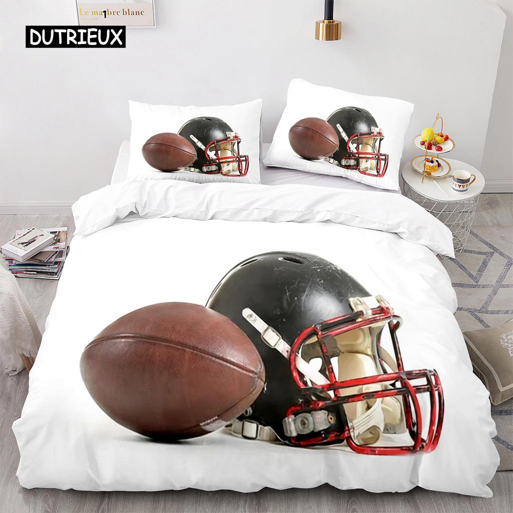 Football Duvet Cover for Boys Girls Burning Football Comforter Cover Microfiber Sports Games Theme Soft King Size Quilt Cover