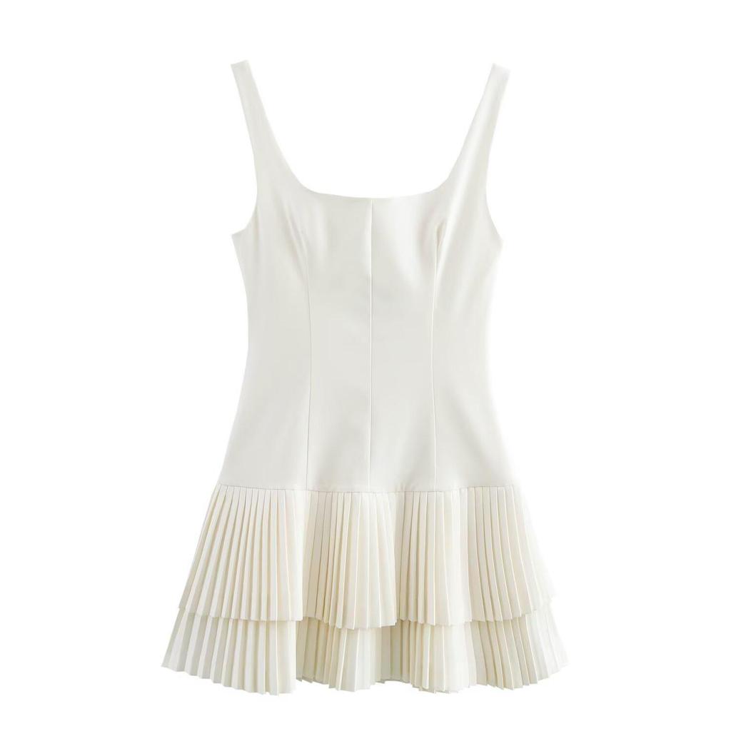 2025 Spring Women's Slim Sweet Wide Pleat Jumpsuit Dress