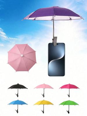 Portable Phone Holder Umbrella, Waterproof UV Protection Mini Parasol with Phone Stand, Anti Glare Sun Shade for Outdoor Travel