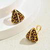 Geometric Triangle Leopard Enamel Clip on Earrings Non Pierced for Women Painless Fashion Stud Earrings Jewelry Accessories