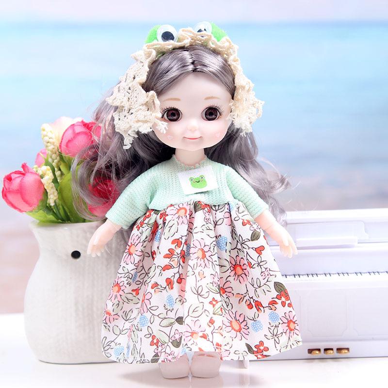 16cm Niedliche Mini Lolita Prinzessin BABI Puppen Spielzeug 1/8 BJD Gelenke Bewegliche Puppe Zeichentrick Kleidung Mädchen Verkleiden Spielhaus Spielzeug Geschenke