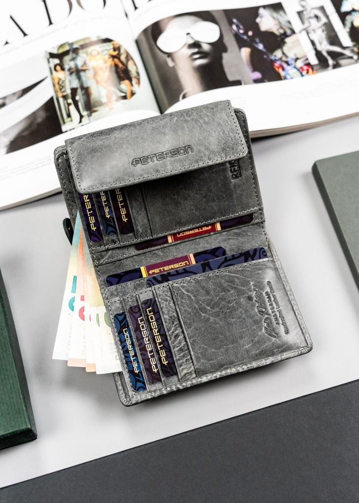 PTN WD2-VLCN-4499 Black Gray Leather Wallet