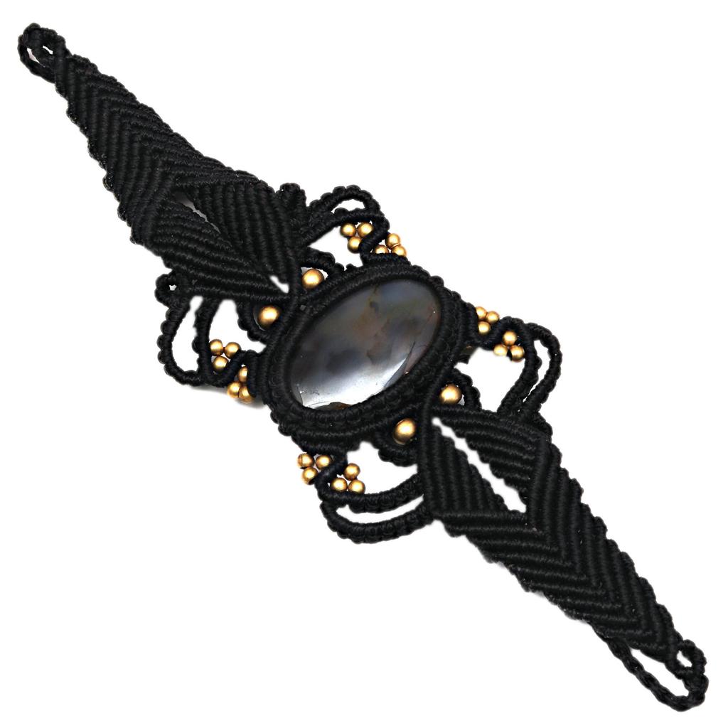 Makramee Jaspis Armband Faden Handarbeit Schmuck Anhänger Edelstein 8-10''Ad