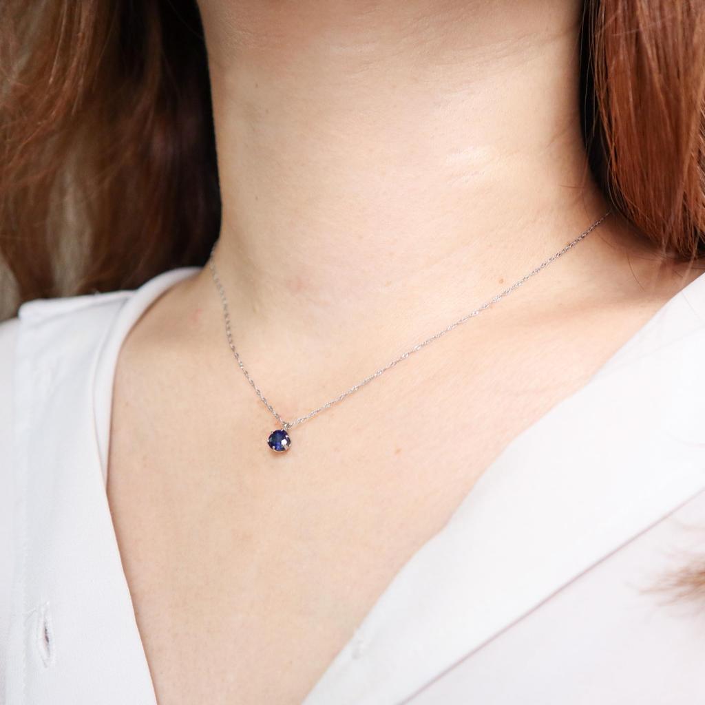 and My Jewelry Sapphire Pendant Necklace 4135 Wrapping [Your Box] Platinum-Framed [September Birthstone] [Gift Included] (Sapphire)
