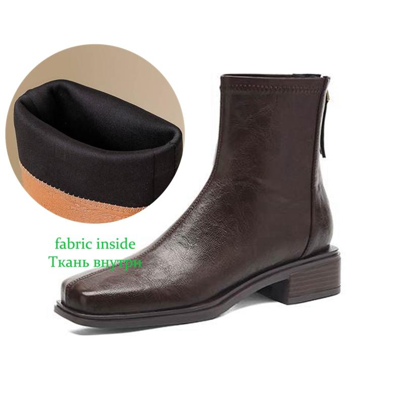 Krazing Pot Microfiber Winter Square Toe Western Boots Med Heels Zipper Women Mid-calf Boots 34