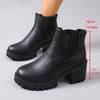 Autumn and winter new large size thick heel Martin boots women's platform short boots high heel leather boots