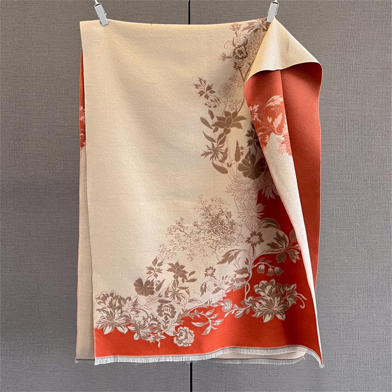 Designer Winter Warm Cashmere Scarves Women Floral Print Thicken Pashmina Shawl Elegant Lady Wool Poncho Windproof Pareo