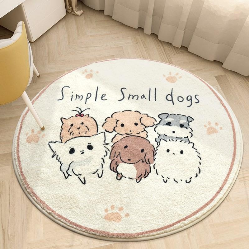 Round Faux Cashmere Area Rug Bedroom Kids Play Mat Creamy Soft Thick Plush Floor Washable