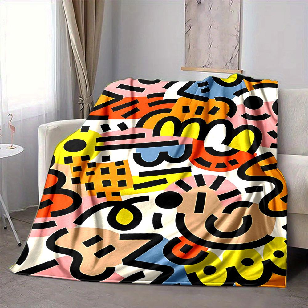 1pc Abstract Art Blanket Warm, Cozy, And Soft, Suitable for Sofas, Beds, Cars, And Office Use.Perfect for Camping And Travel, Making It a Great Gift F