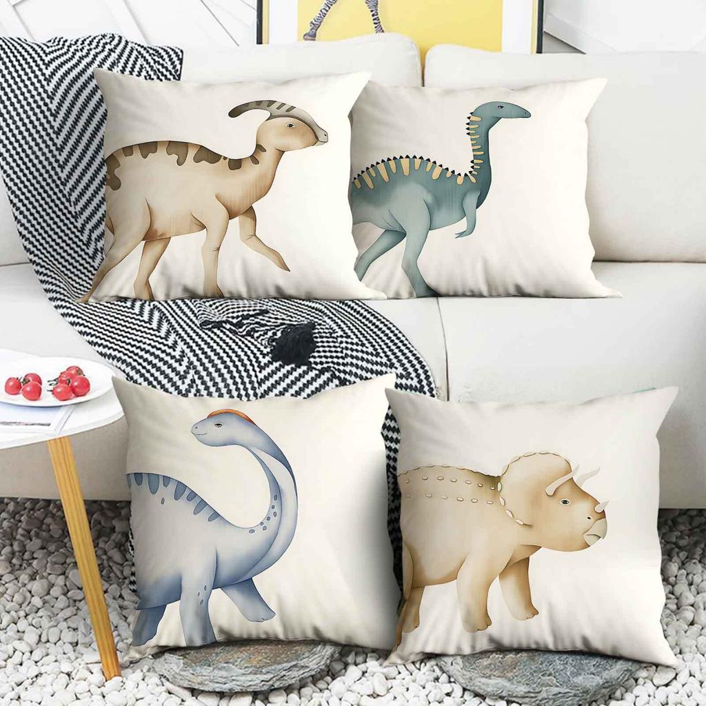 Jurassic Dinosaur Theme Digital Printing Pillow Cover Short Plush Suitable Living Rooms Bedrooms Sofas Throw Cushion Cover