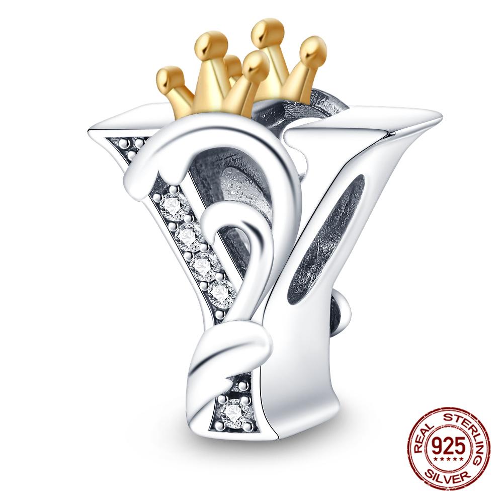 Classic Crown 26 Letters A-Z Copper Charms Fitoriginal Bracelets Diy Jewelry Making For Women Gift