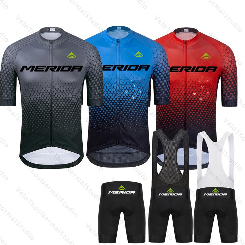 Merida Men's Summer Road Bike Wear Racing Clothes Breathable Cycling Jersey Set - Ropa Ciclismo Maillot Breathable