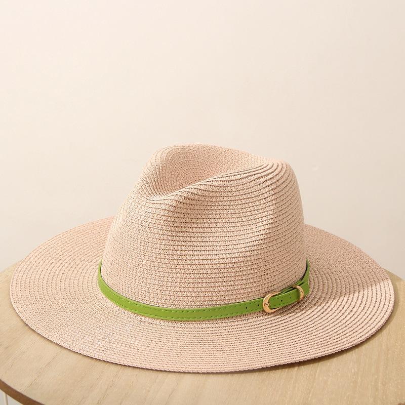 JYL TS DIY Panama Straw Hat White Belt Decor Sun Protection Woven Straw