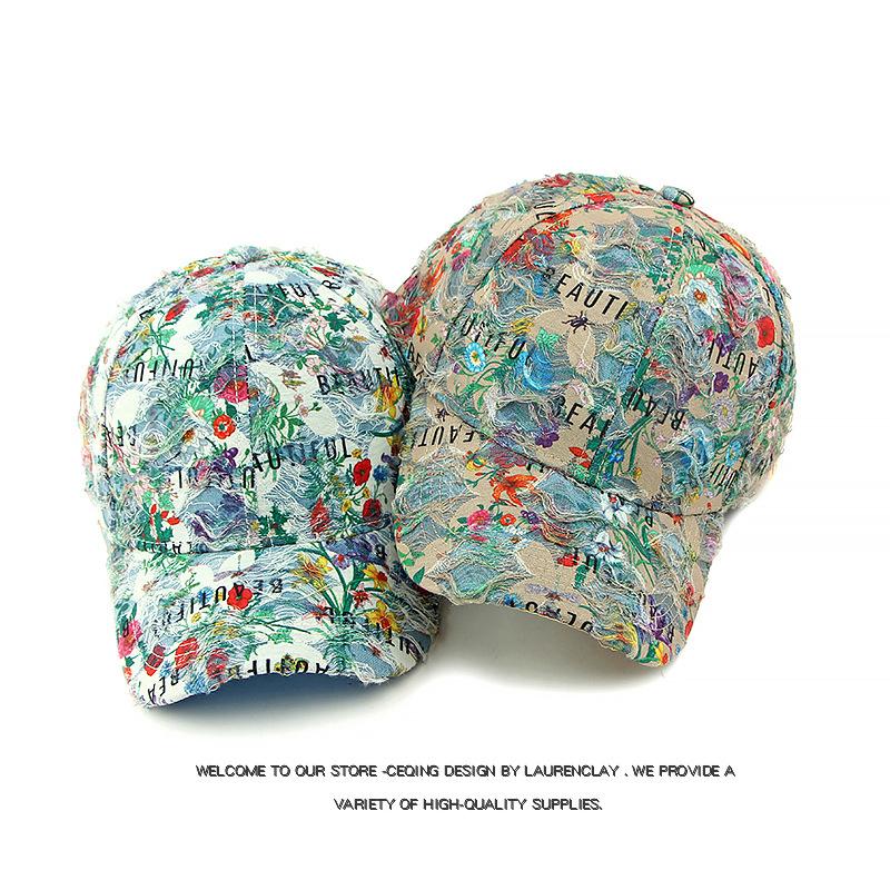 Printed Hat Women Baseball Cap Outdoor Sun Protection Hat Flower Cap