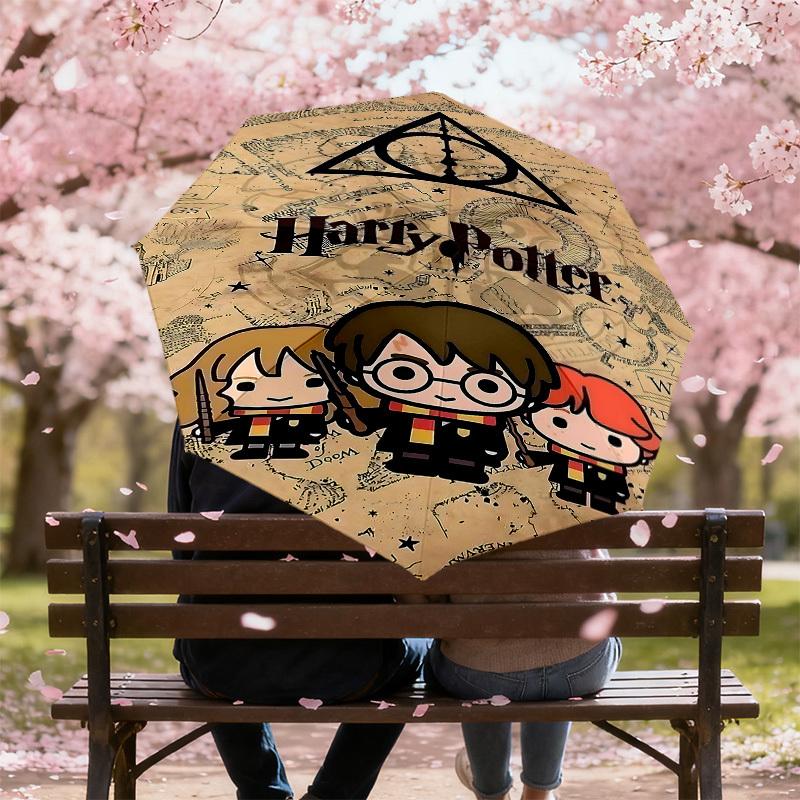 1PC Harry Potter Deathly Hallows Umbrella-8-Rib Reinforced, Automatic Open, Lightweight & Durable, Cute Fashion Accessory for Outdoor, D2684