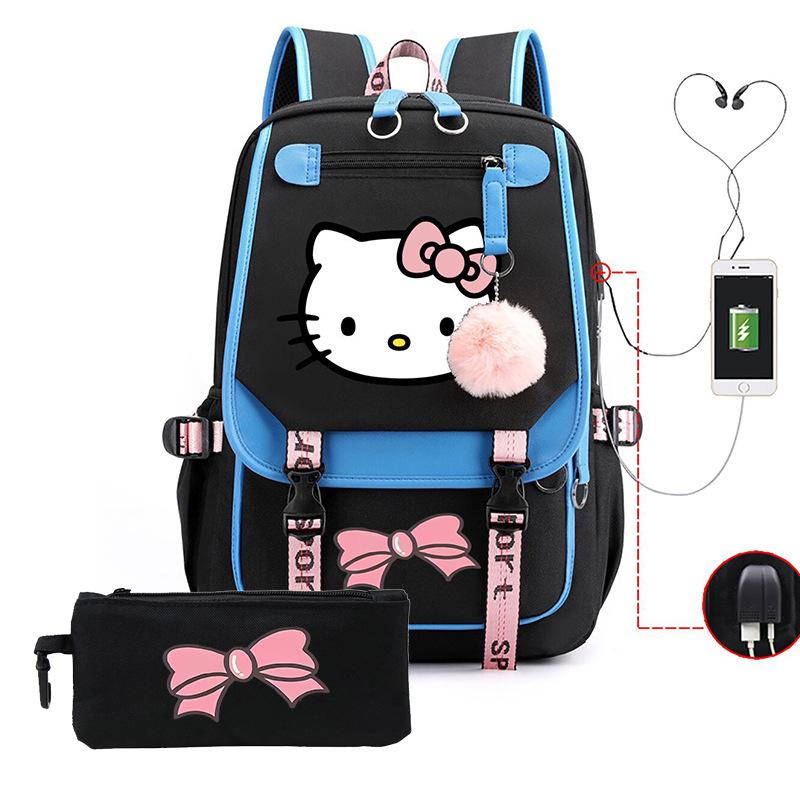 3-teiliges Schulrucksack-Set für Schüler Große Kapazität Oxford-Stoff Schultasche mit Schultergurt und Federmäppchen