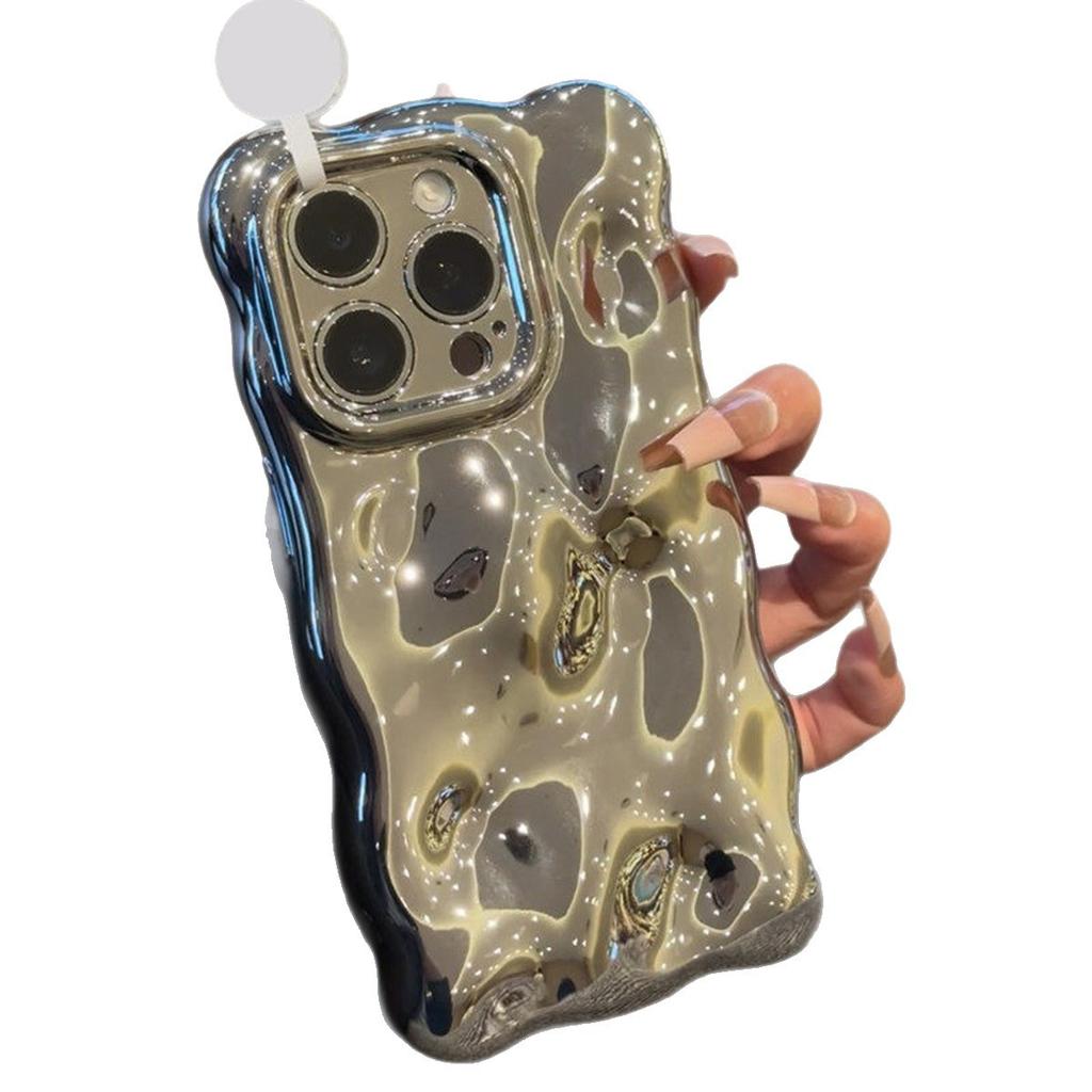 Electroplated Fine Hole Stone Pattern Phone Case for Apple 17PRO Minimalist Trendy Goddess High-end Feeling Electroplated Phone Case