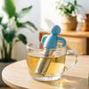 Menschlich geformter Silikon-Teesieb mit Edelstahl-Netz Niedlicher loser Teefilter für Tasse Teekanne Hitzebeständig Kreatives Geschenk für Tee