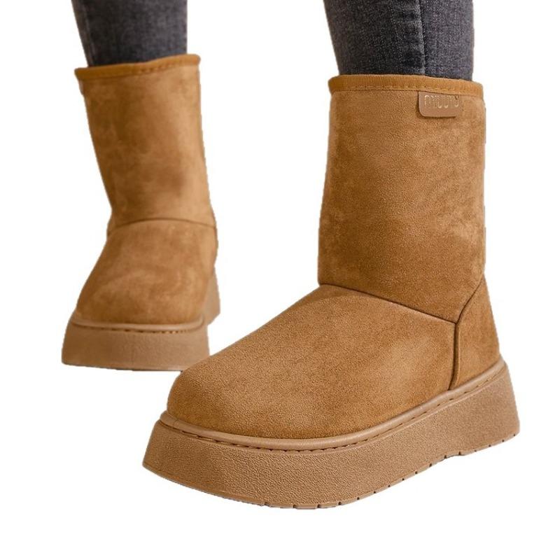 Winter new thickened wool snow boots~ round head thick-soled sleeve lightweight muffin bottom large size short boots cotton boots women