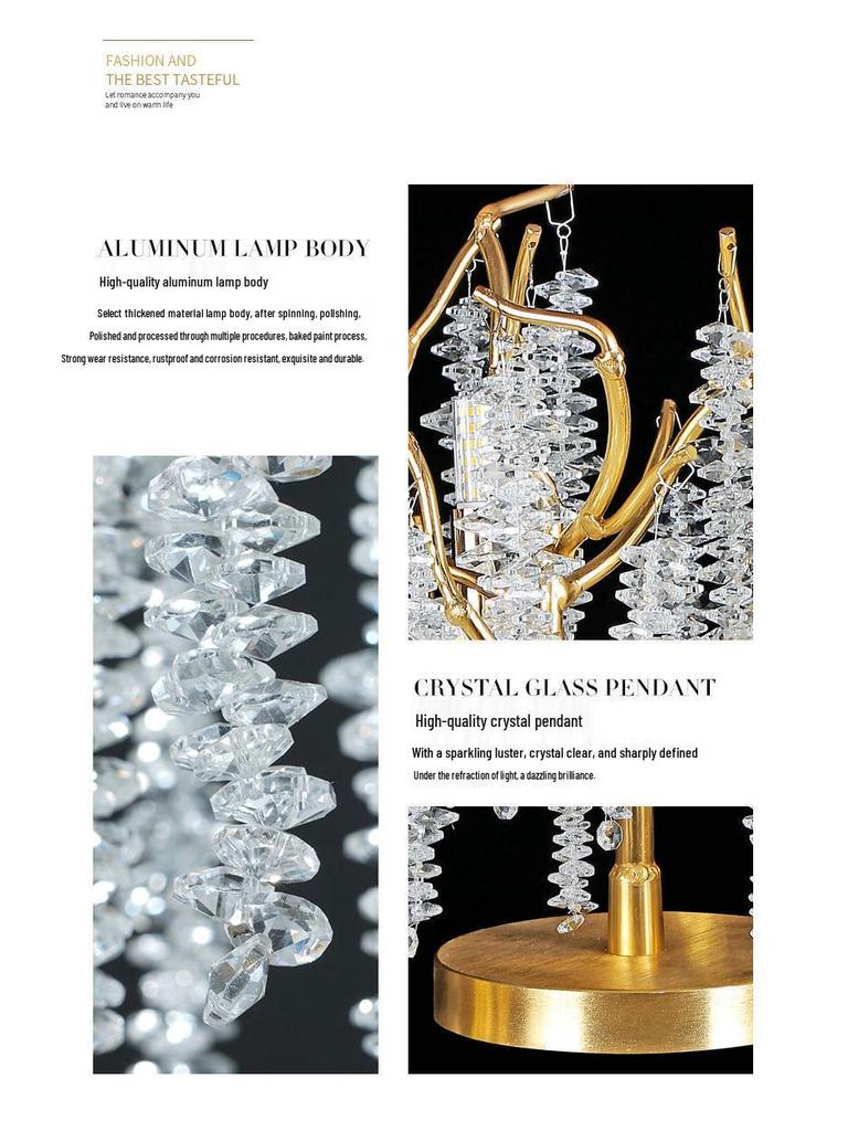 Elegant Crystal Table Lamp: French Art Deco Branch Design for Luxury Living and Dining Spaces