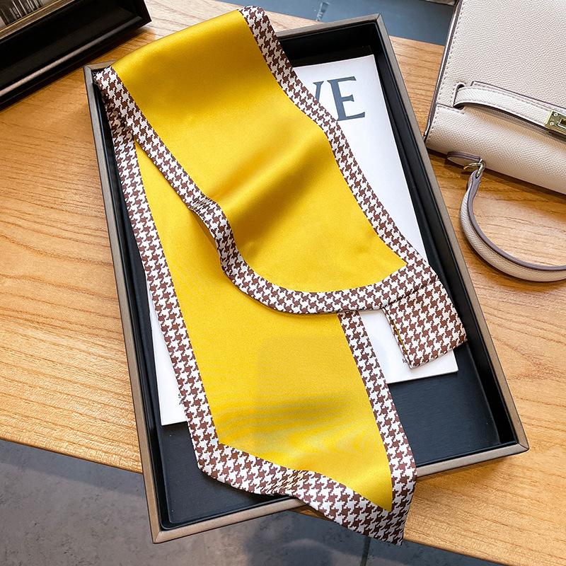 Women Skinny Neck Scarf Shawls Wraps Black Pink Small Office Hairband Neckerchief Foulard Scarves Ladies