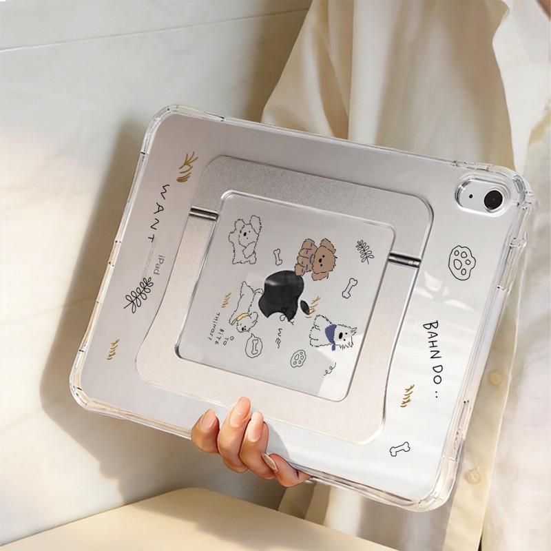 Cute Line Art Puppy IPad Case With Stand Support Air Mini Pro 10.9 11 13 Inch Smart Sleep Function