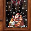 Santa Claus Christmas Window Stickers: Roof Decorations with Snowflakes and Gifts