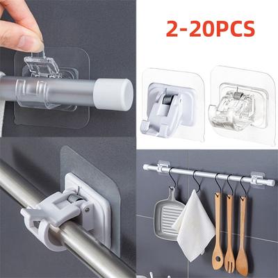 2-20PCS Nail Free Adjustable Curtain Rod Clip Self Adhesive Curtain Holder Hooks Home Bathroom Accessories GZW
