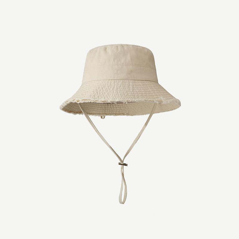 New Fashionable Style Bucket Hat Sun Resistant Adjustable Fisherman Cap Fringed Solid Color Summer Sunshade Hat Four Seasons