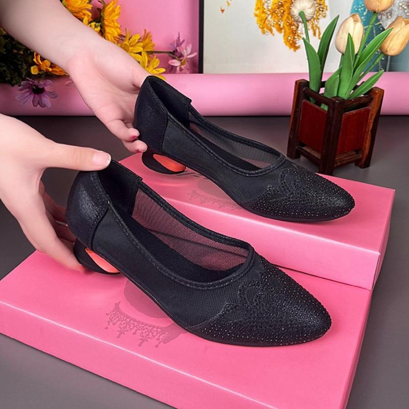 

Сетчатые сандалии новая летняя обувь на толстом каблуке с одной педалью женская обувь кожаная обувь с мелким вырезом модные повседневные сандалии женские 40