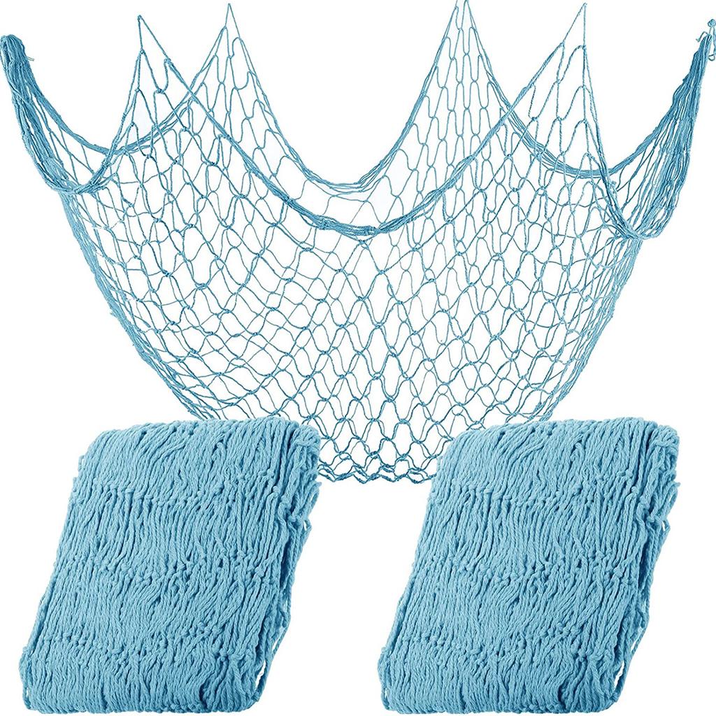 2/4 Pcs Fish Netting Decoration Cotton Decorative Fishing Net Ocean Themed Wall Hangings Fishnet for Beach Mermaid Party Home