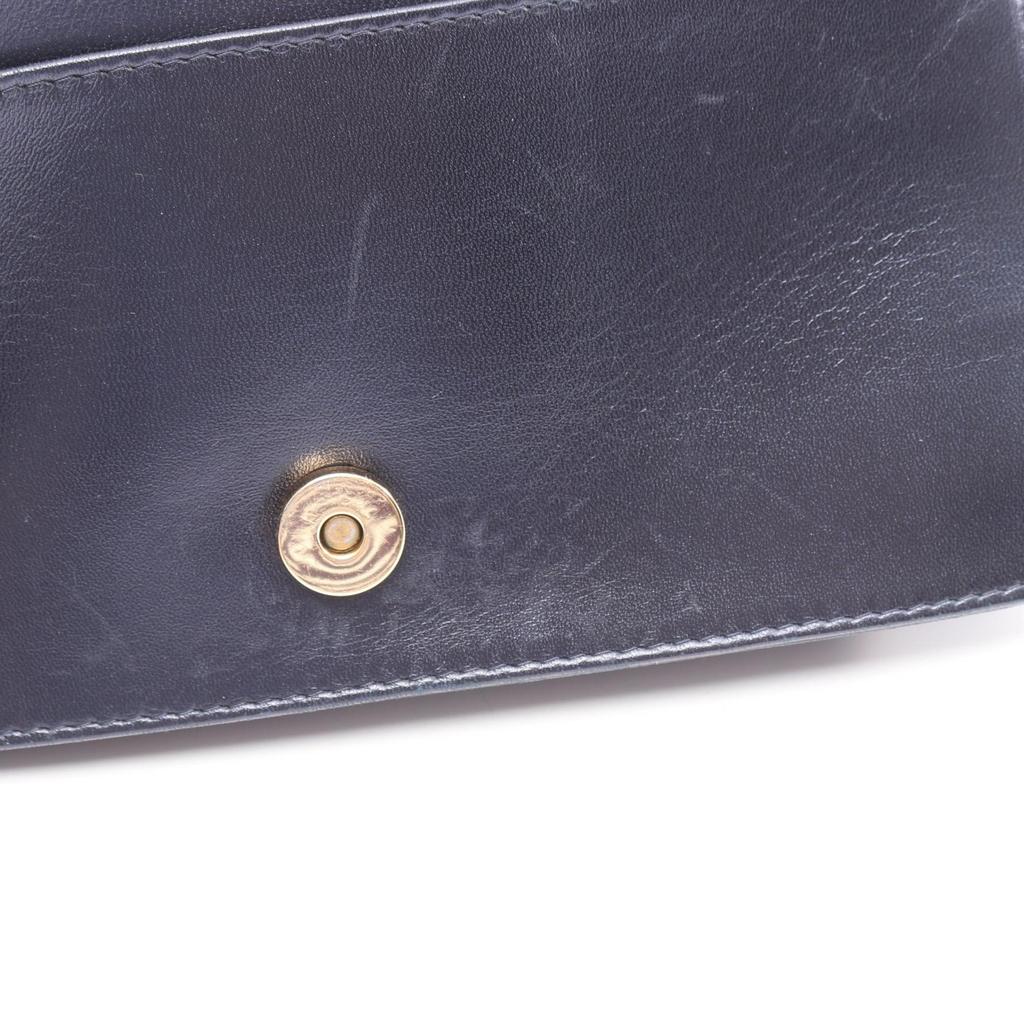 Used BOTTEGA VENETA Intrecciato Shoulder Bag leather Navy Used Women