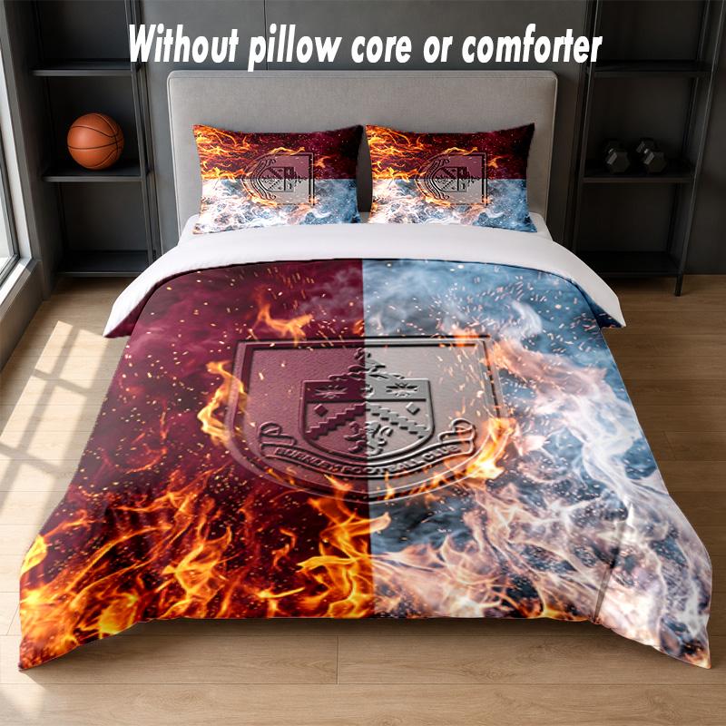 Set Biancheria da Letto Design Calcio Burnley 1 Copripiumino + 2 Federe Morbido Traspirante Biancheria da Letto per la Casa